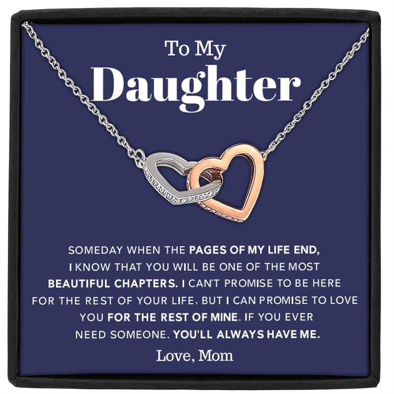 Interlocking Heart Necklace for Daughter - Meaningful Birthday, Graduation & Mother-Daughter Gift | Elegant Jewelry for Special Occasions & Everyday Wear