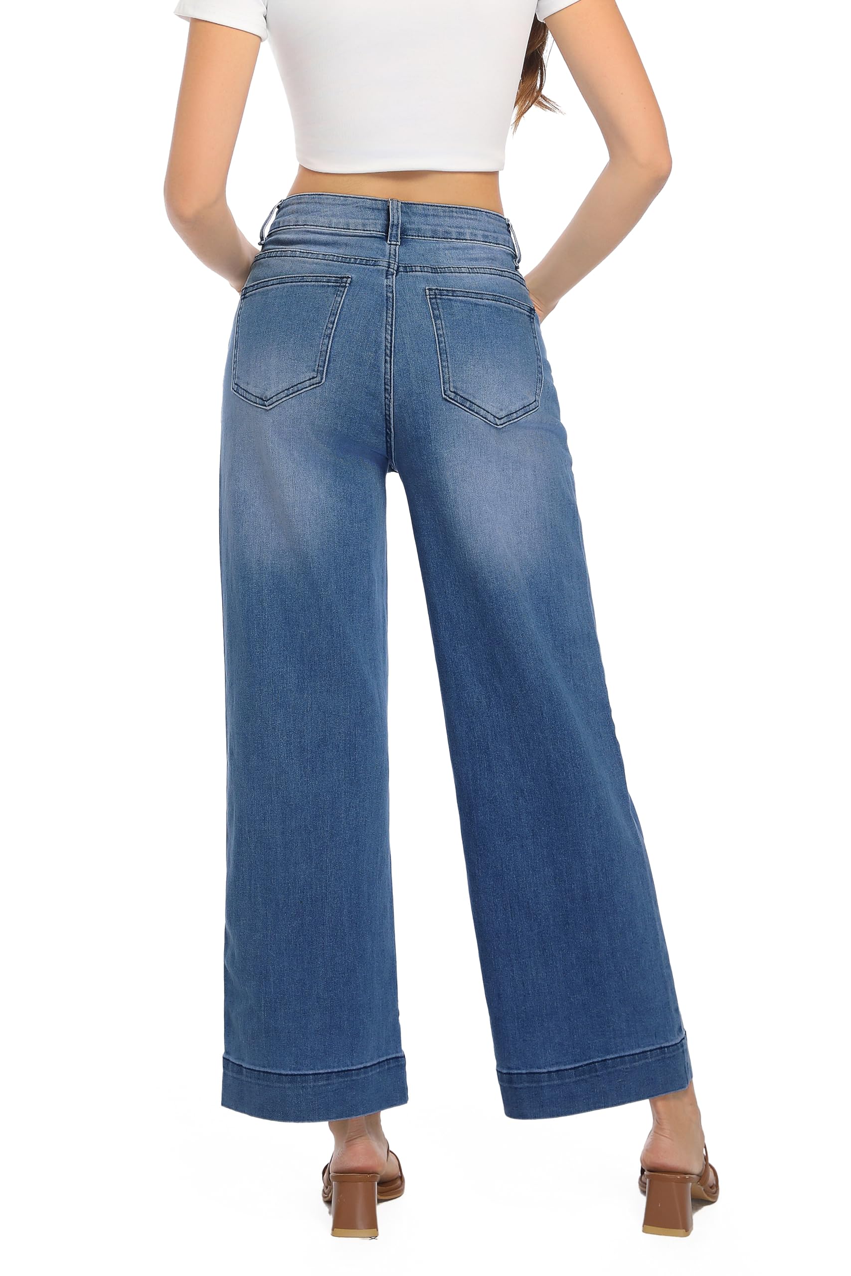 Women's High Waisted Stretchy Jeans - Wide Leg, Baggy, Loose Fit Trendy Denim Pants for Casual Wear & Street Style Outfits