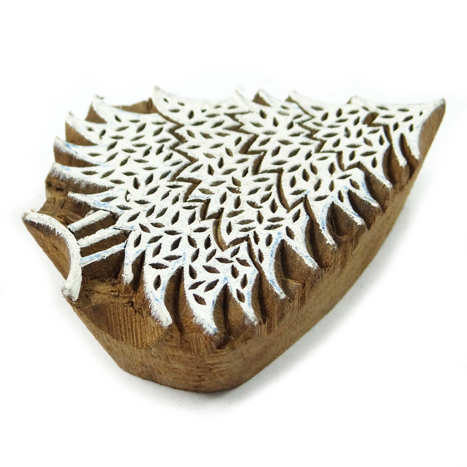 Hand Carved Indian Wood Christmas Tree Stamp for Fabric Printing - DIY Holiday Decor, Gift Wrapping & Textile Crafts