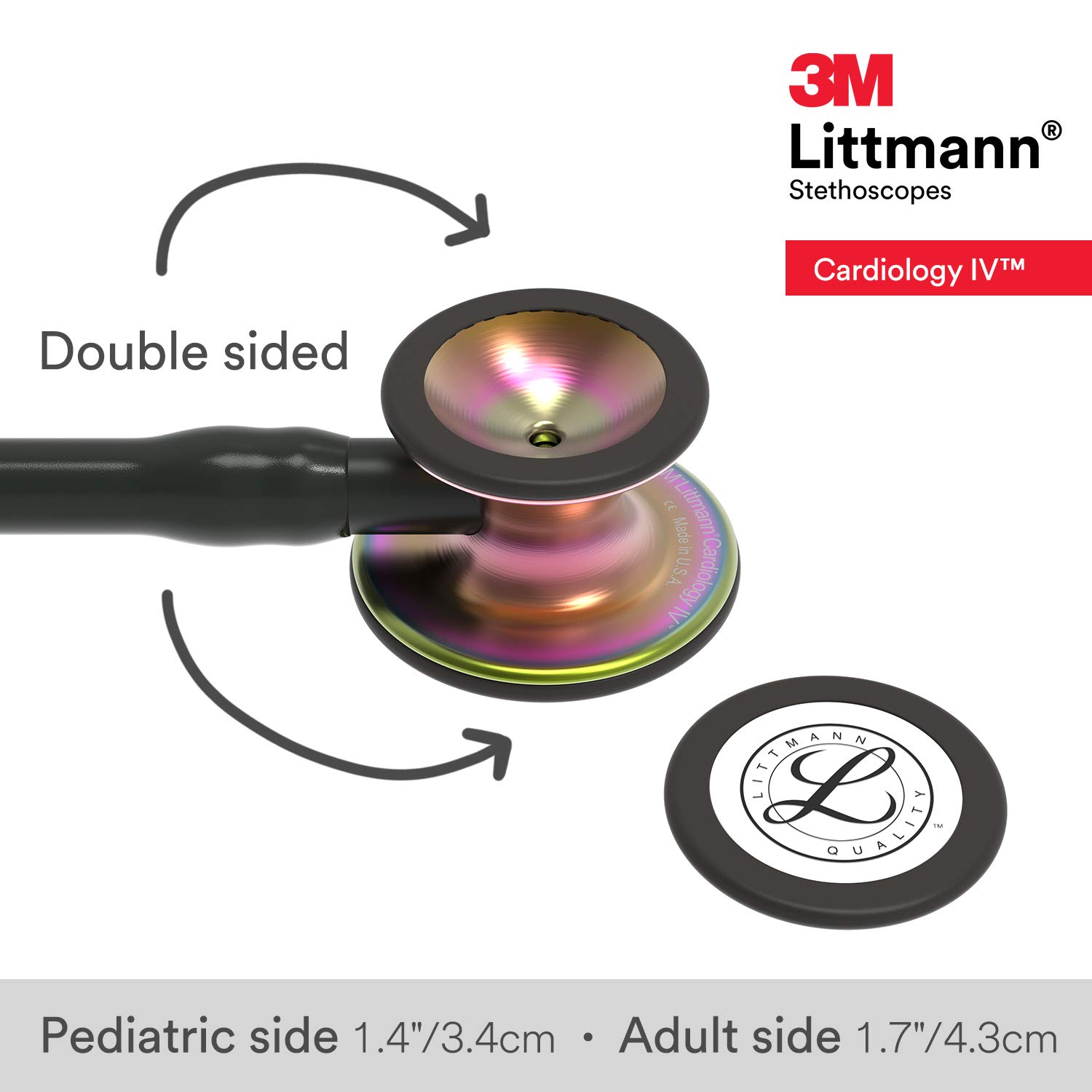 3M Littmann Cardiology IV Diagnostic Stethoscope - 6165 Model with 2X Louder Sound*, Lightweight Design**, Rainbow-Finish Stainless Steel Chestpiece, 27