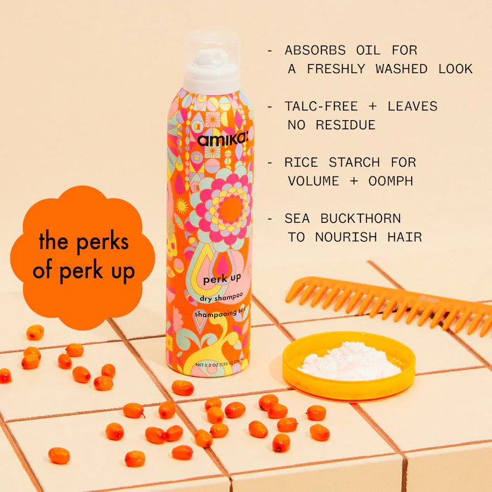 Amika Perk Up Talc-Free Dry Shampoo for Oily Hair - Quick Refresh & Volume Boost for Workouts, Travel & Busy Mornings