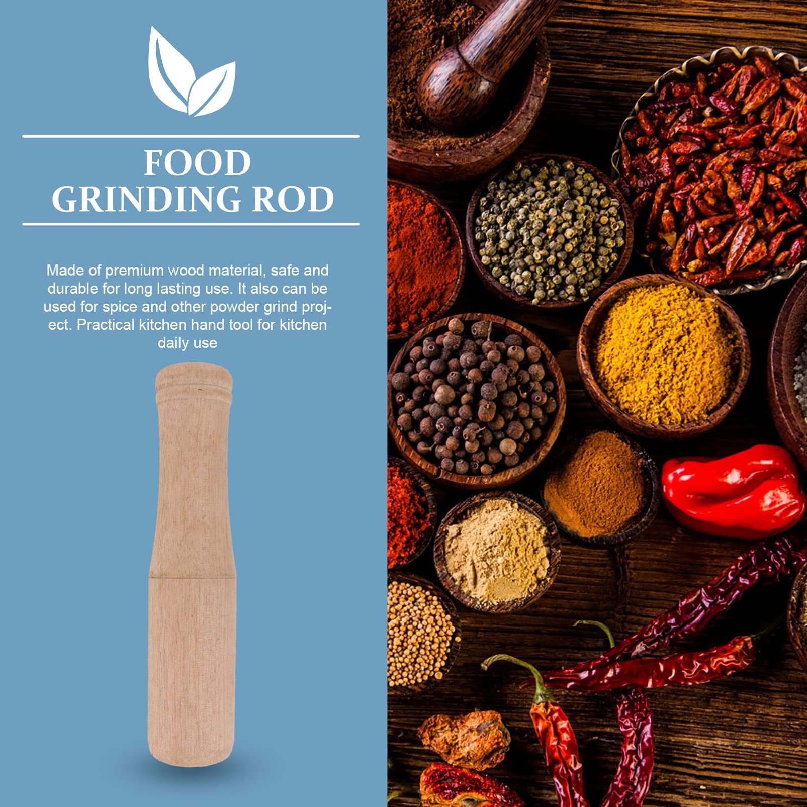 Premium Natural Wooden Pestle & Muddler - Multi-Functional Mini Kitchen Tool for Grinding, Muddling & Pounding - Ideal for Bartenders, Sauerkraut Making & Home Cooking Accessories