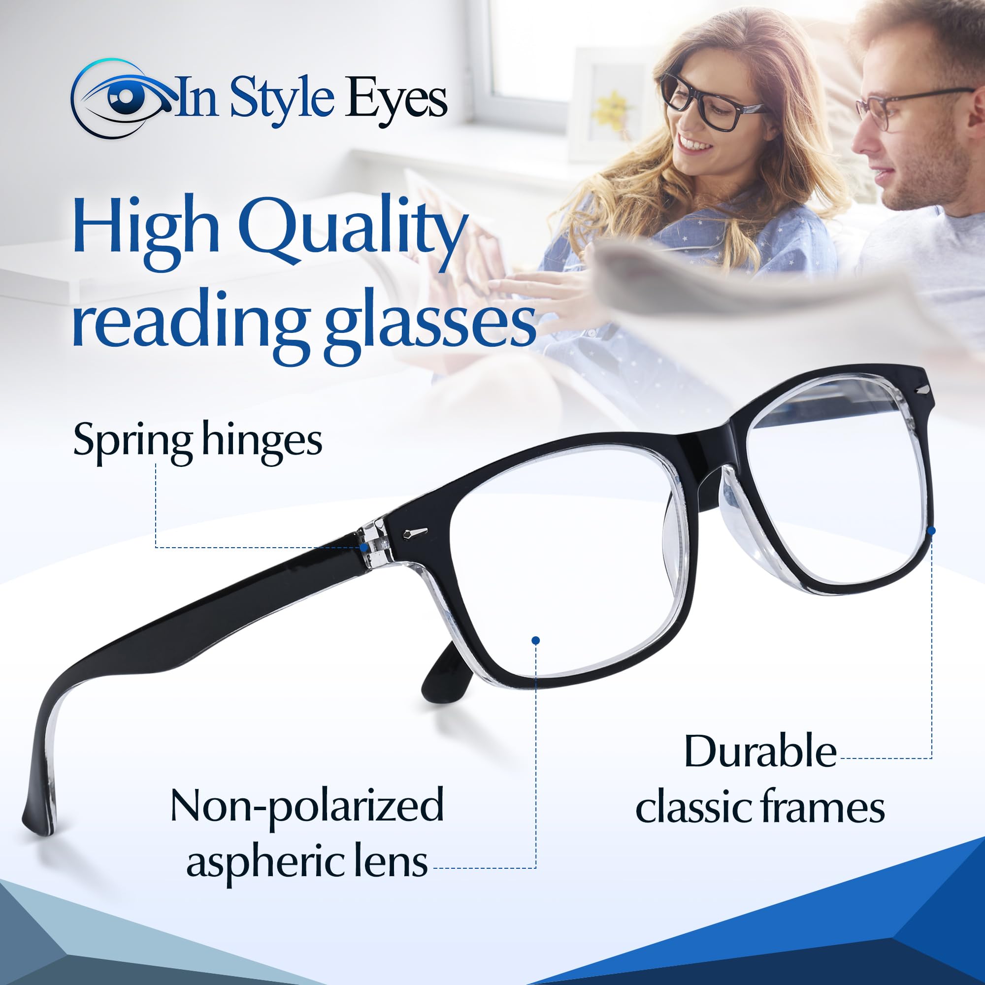 Super Strong High Magnification Reading Glasses for Women & Men - Non-Polarized Lens - Perfect for Reading Books, Crafts & Close Work