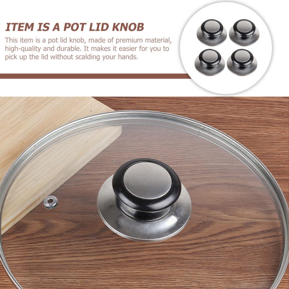 Hemoton 5-Piece Universal Stainless Steel Pot Lid Knobs - Replacement Cookware Handles for Pots, Pans & Dish Covers - Durable Metal Top Beads for Safe Cooking & Baking - Perfect for Kitchen, Camping & Outdoor Cooking