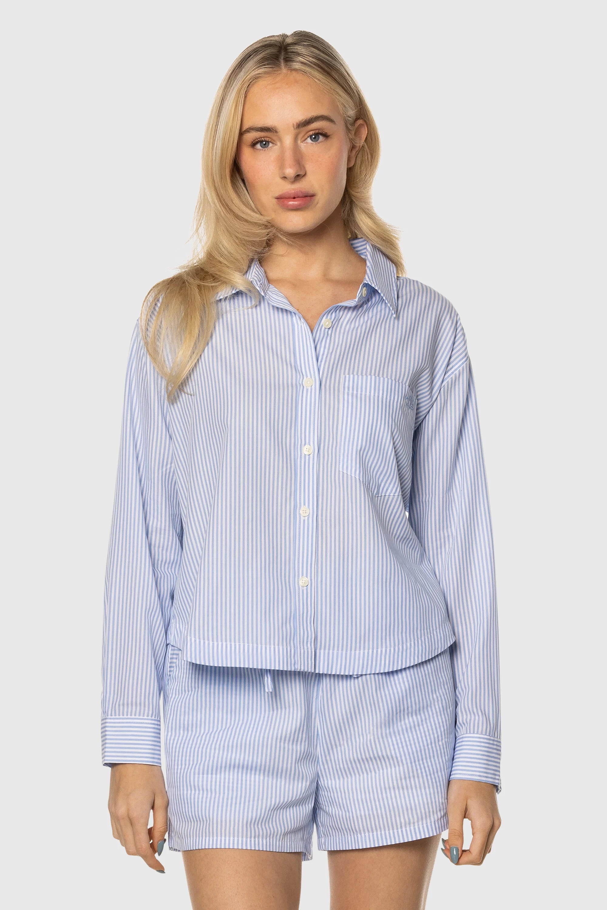 Blue Button-Up Shirt for Men & Women - Comfortable Daily Wear for Work, Casual & Outdoor Activities
