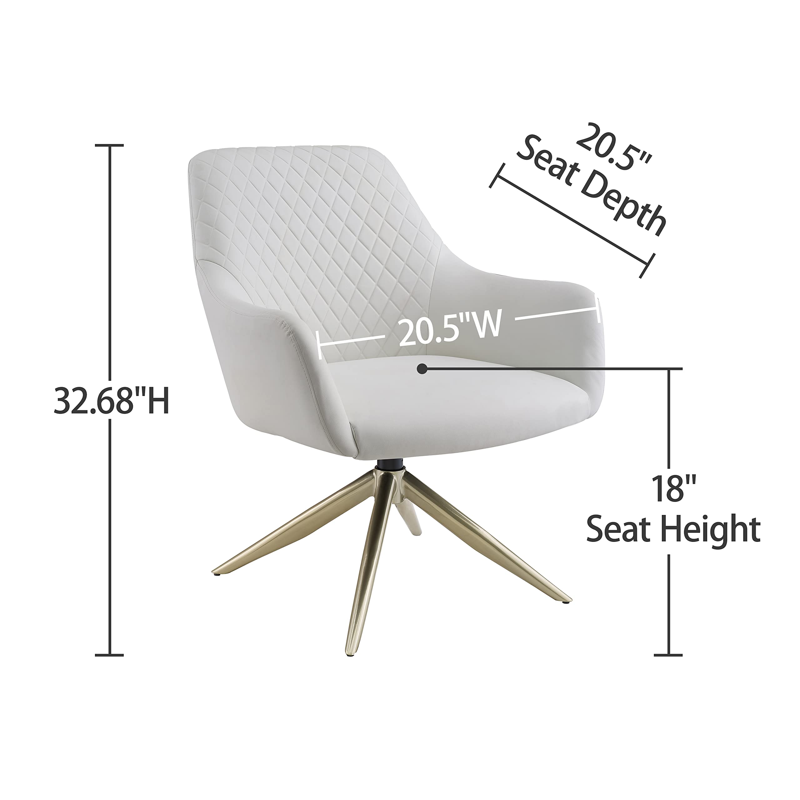 Art Leon Mid Century Modern Swivel Office Desk Chair - No Wheels Faux Leather Accent Armchair for Small Spaces, Bedroom or Home Office - Set of 2 White Chairs - Perfect for Compact Living Rooms, Dormitories & Cozy Workspaces