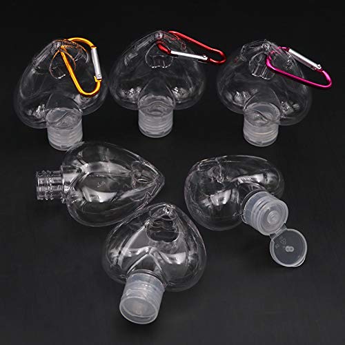 4pcs Heart-Shaped Keychain Refillable Travel Bottles - 50ml/2oz Leakproof Plastic Hand Sanitizer Containers for Hand Soap, Body Wash & Shampoo (Random Colors) - Perfect for Gym, Travel & Everyday Carry