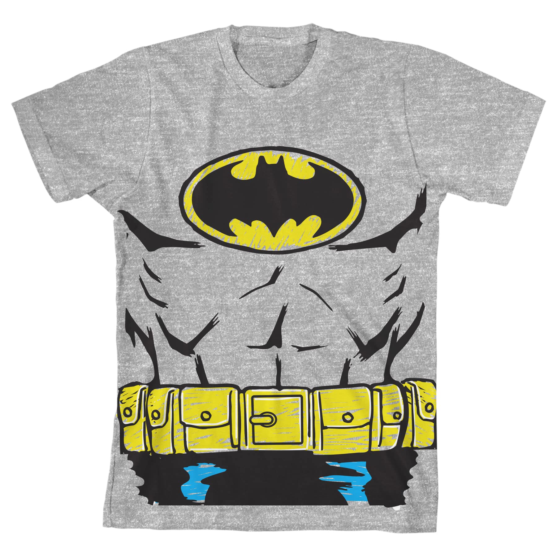 Batman Cosplay Costume for Kids - Youth Superhero Graphic T-Shirt - Gray Athletic Tee for Halloween, Comic Con & Dress-Up Play