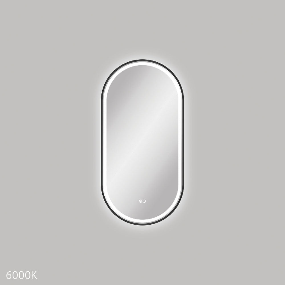 Fienza LED4590FPB Empire LED Matte Black Framed Bathroom Mirror 450x900mm - Modern Vanity Mirror with LED Lighting for Makeup, Shaving & Home Decor