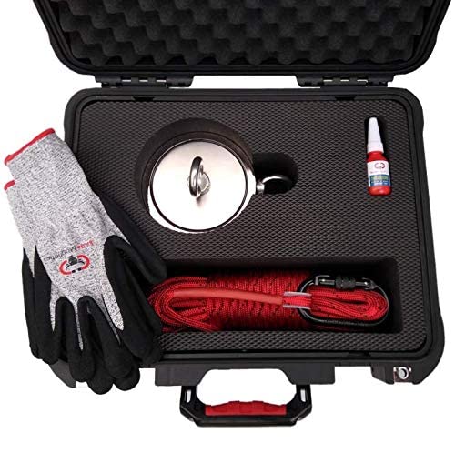 Brute Magnetics Wildebeest Magnet Fishing Kit - 4250 lb Double Sided Neodymium Rare Earth Magnet with Waterproof Case, 65ft Heavy Duty Rope, Carabiner, Gloves & Threadlocker | Perfect for Underwater Treasure Hunting, Metal Detecting & Outdoor Adventures