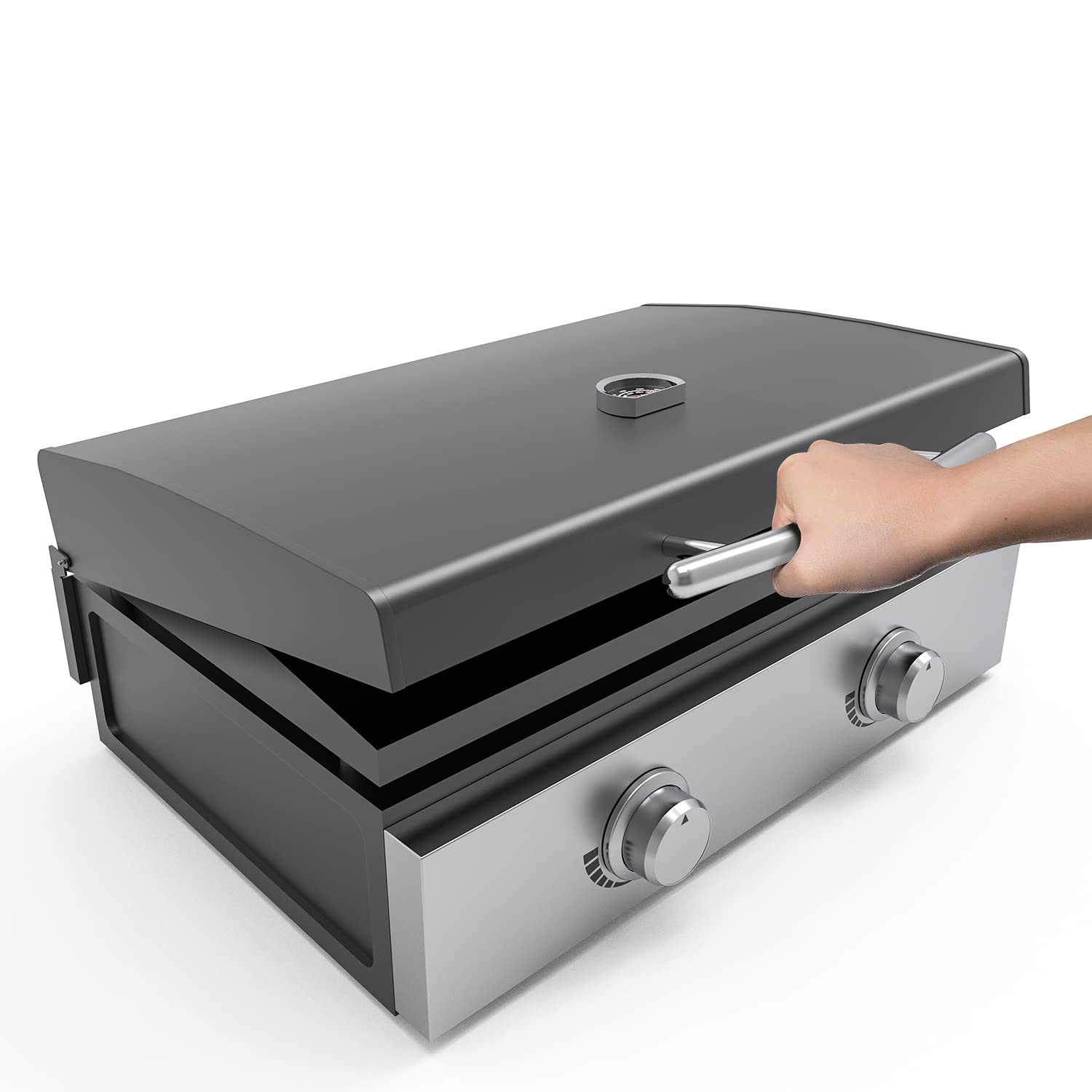 Heavy Duty Hinged Griddle Hard Cover Hood with Thermometer for Blackstone 22