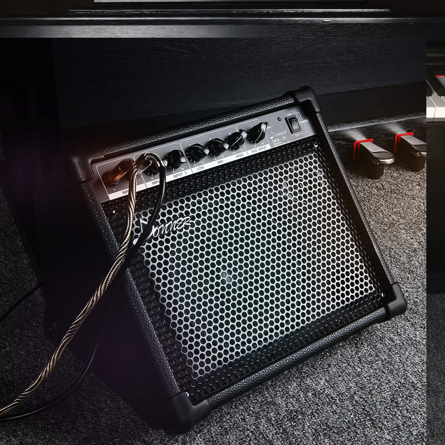 Donner DKA-20 20W Keyboard Amplifier with Aux Input, 2 Channels - Portable Bass Guitar & Piano Amp with Mic Input | Perfect for Home Practice, Live Performances & Electronic Drum Monitoring