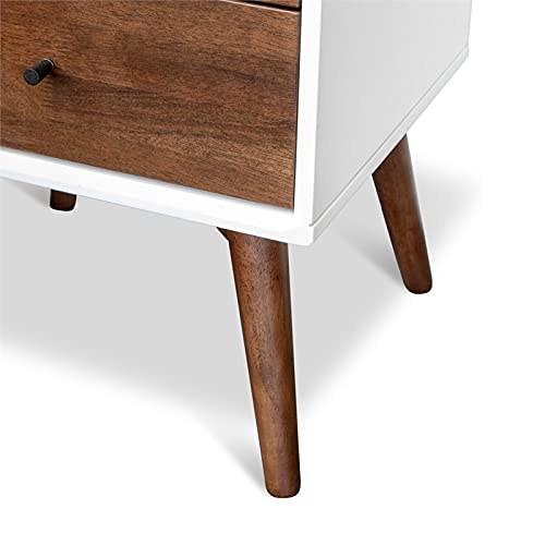 Home Square 3-Piece Solid Wood Bedroom Dresser & Nightstand Set in Walnut/White - Premium Wooden Bedroom Furniture for Master Bedroom, Guest Room, and Apartment Decor