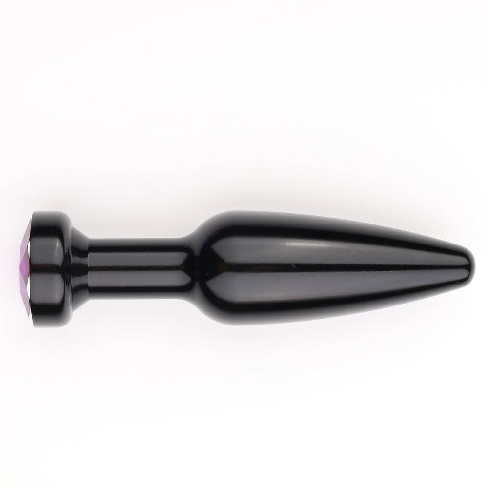 Premium Elongated Tapered Metal Butt Plug with Round Gem - Stainless Steel Anal Plug for Beginners & Advanced Users - Perfect for Couples Play & Solo Pleasure