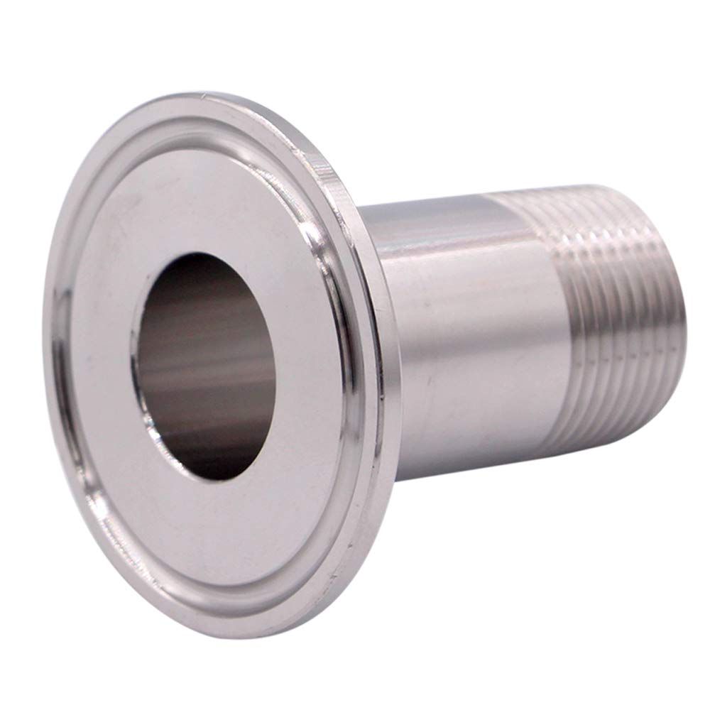 DERNORD 2 Pack Sanitary Male Threaded Pipe Fitting to TRI CLAMP Adapter with 2 Silicone Gaskets (3/4