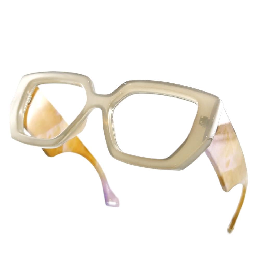 Blue Light Blocking Glasses for Women - Oversized Square Thick Frame Computer & Gaming Glasses - Reduce Eye Strain for Work, Reading & Screen Time