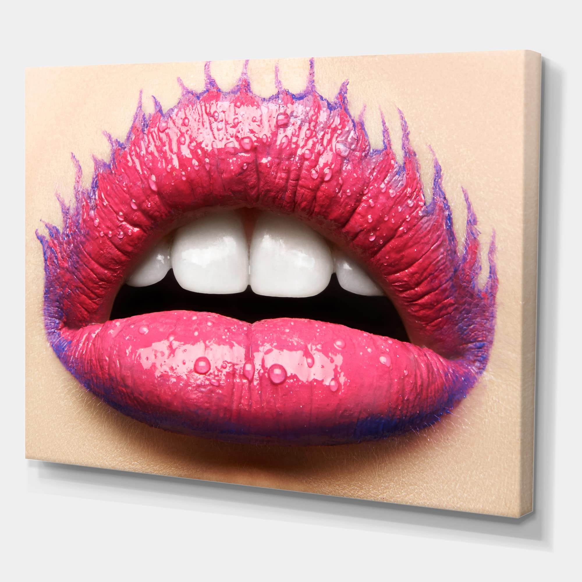 Stylish Pink Lipstick Female Lips Canvas Wall Art - Modern Home Decor for Living Room, Bedroom & Office