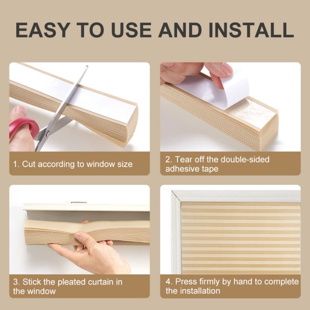 Cordless Temporary Window Blinds | Self-Adhesive No-Drill Pleated Paper Window Shades | Blackout Non-Woven Fabric for Home & Office | Perfect for Renters, Privacy & Light Control
