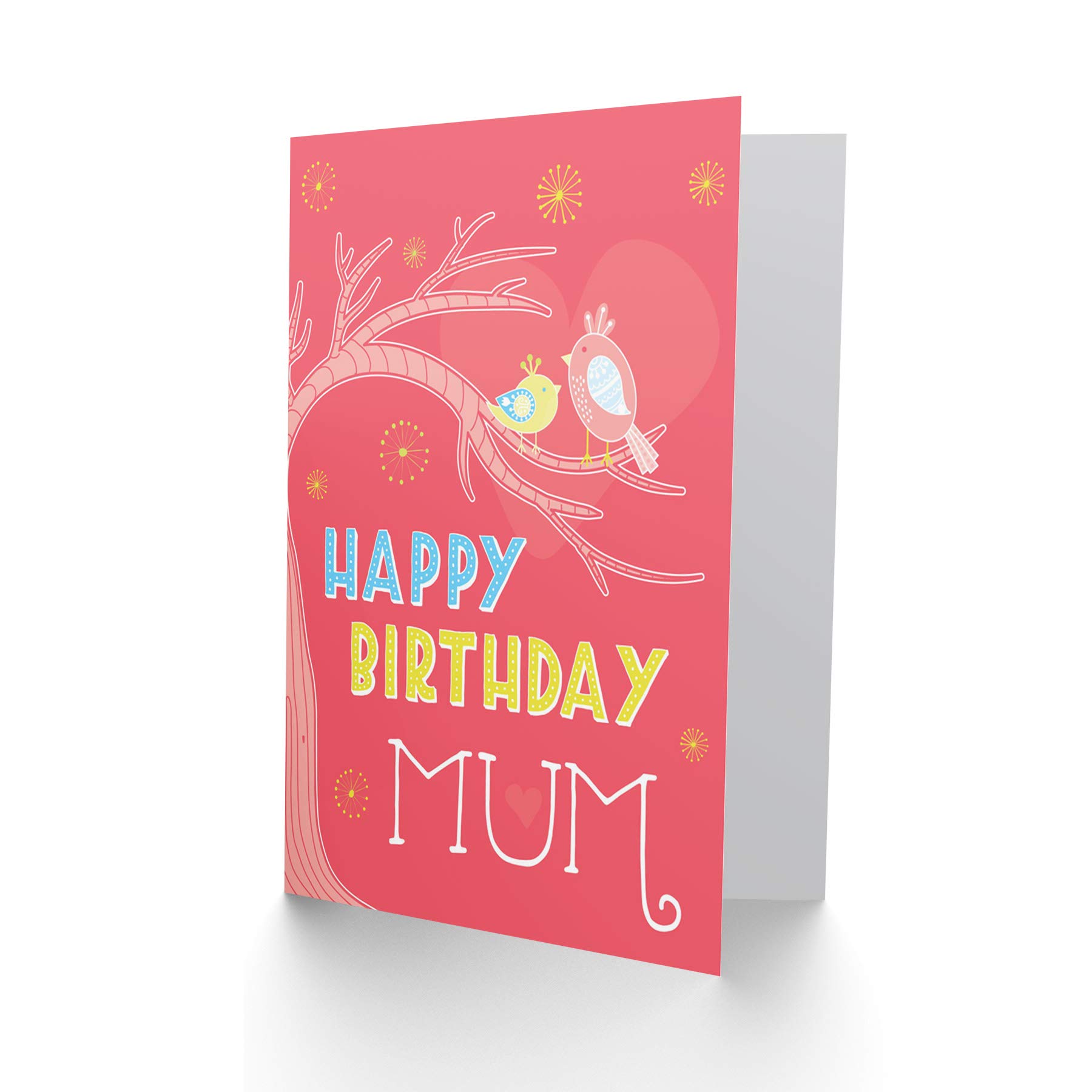 Wee Blue Coo Happy Birthday Card for Mom - Elegant Ornate Birds and Tree Design - Perfect Mother's Day Gift for Her