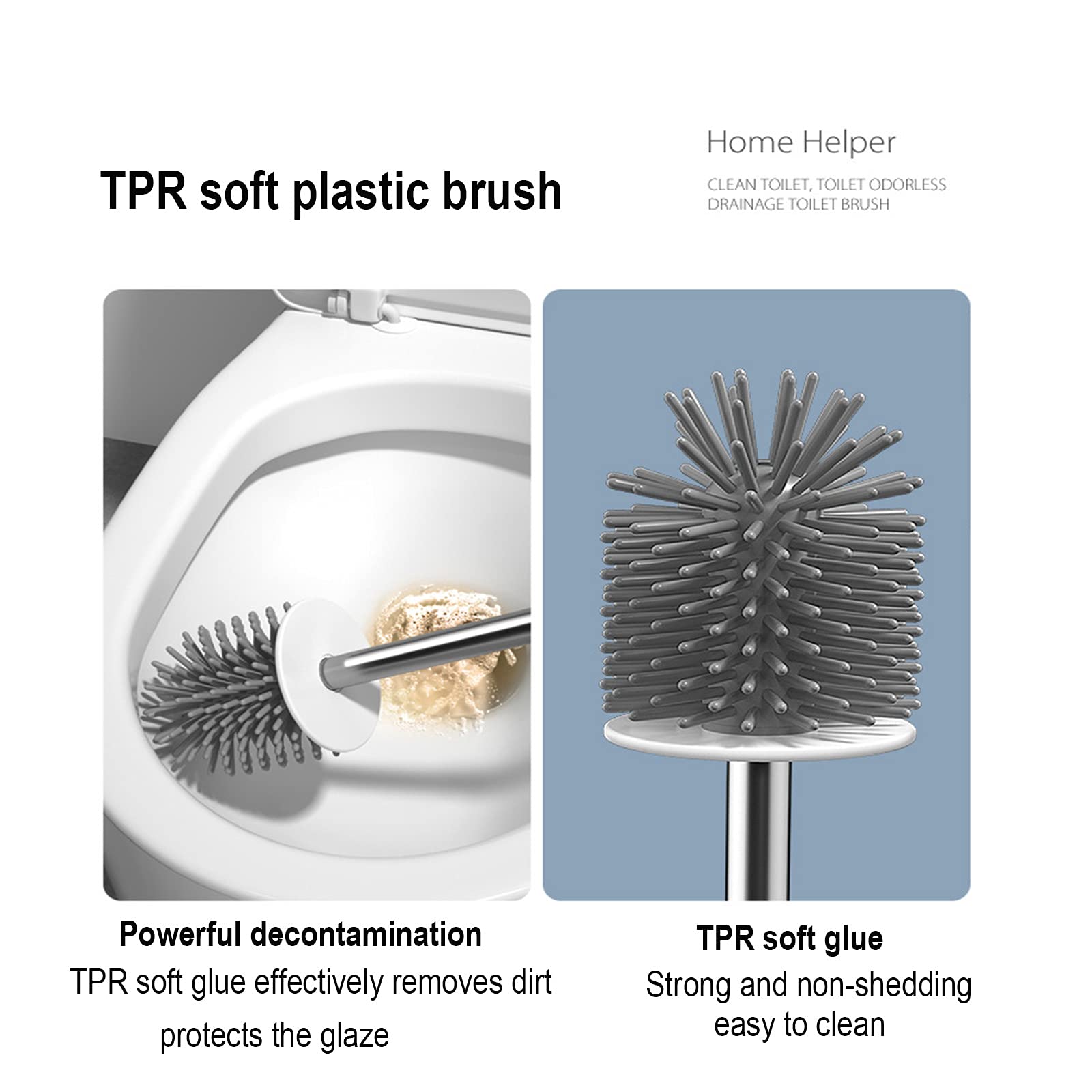 Dual-Purpose Silicone Toilet Brush with Hard Bristles - 2 in 1 Double Brush Head for Deep Cleaning | Wall-Mounted Bathroom Storage Solution | Ideal for Small Spaces & Easy Home Organization