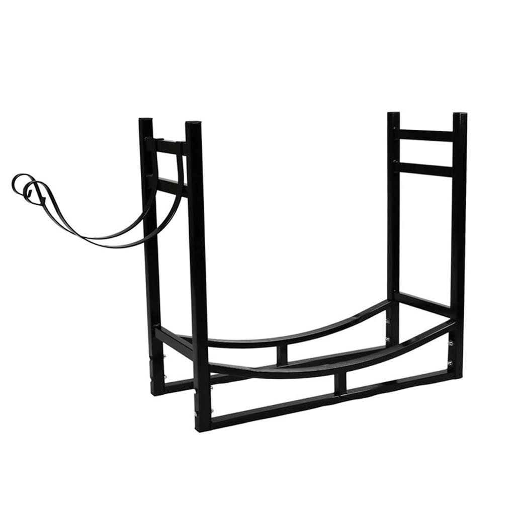 Best Small Firewood Rack Holder - Indoor Fireplace Iron Metal Log & Kindling Organizer - Black - Perfect for Living Room, Cabin, or Patio Fireplace Storage