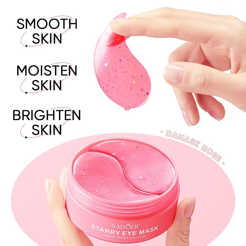 Brightening Eye Masks for Dark Circles & Puffiness (60 Pcs) - Korean Under Eye Patches with Hyaluronic Acid to Reduce Eye Bags & Smooth Wrinkles - Perfect for Nighttime Skincare & Travel Essentials