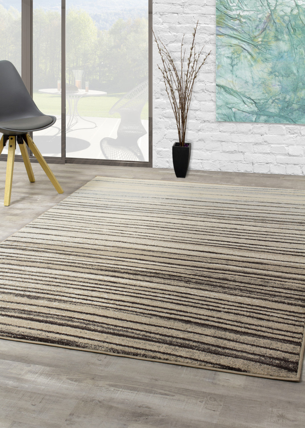 Castella Blue Cream Serene Arches Area Rug - Soft Modern Boho Rug for Living Room, Bedroom & Nursery - Non-Slip Comfortable Floor Mat