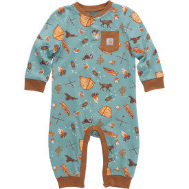 Patina Infant Boys Long Sleeve Printed Coverall - Soft Cotton Baby Jumpsuit for Playtime & Photo Shoots