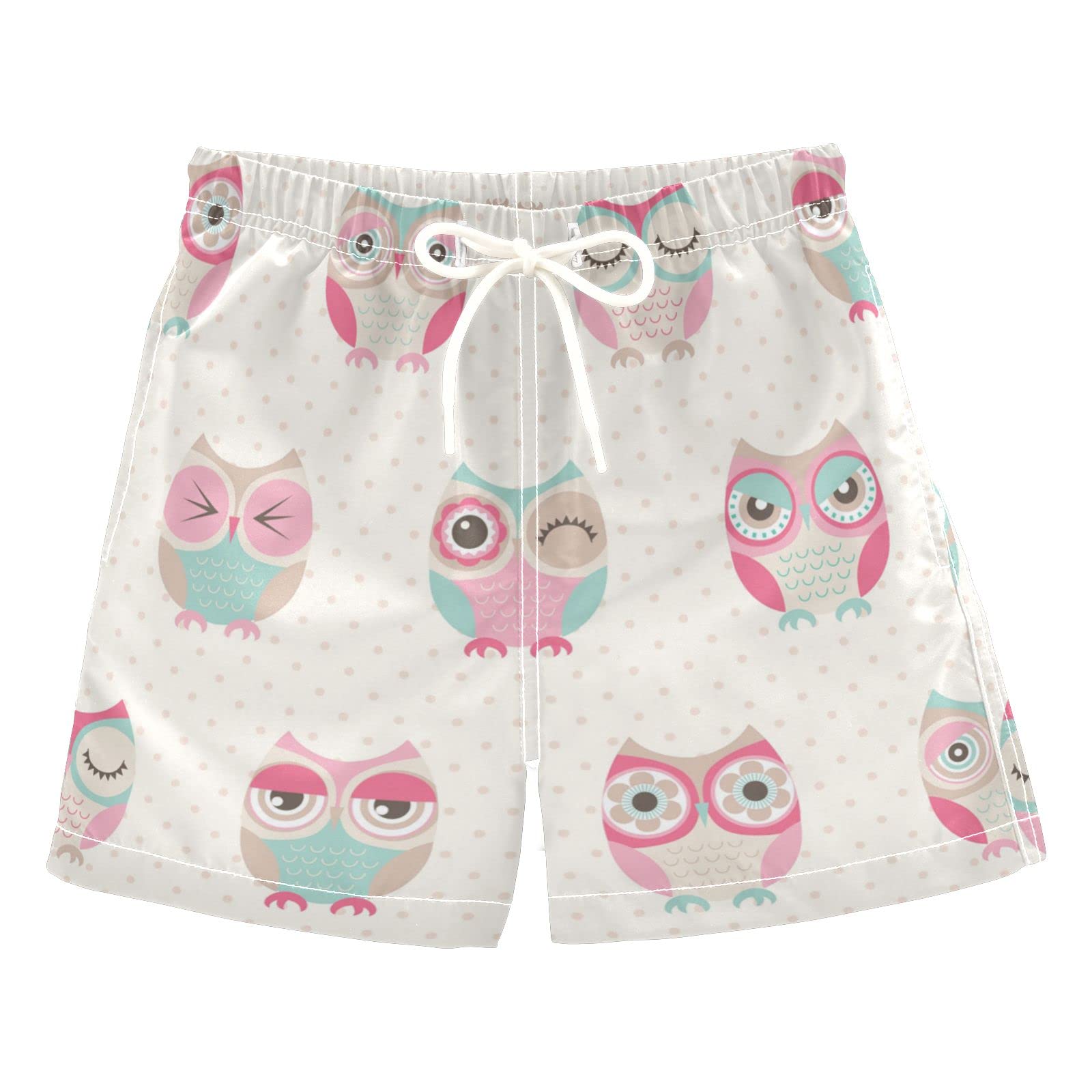 **Boys' Owl Pattern Swim Trunks for Toddlers & Kids 2-8 Years – Quick Dry Bathing Suits for Beach, Pool & Summer Fun**
