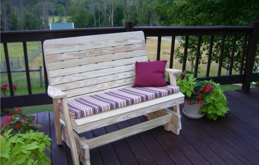 A & L Furniture Pressure Treated Pine Highback Glider - Outdoor Patio Rocking Chair for Garden, Porch, and Deck Relaxation