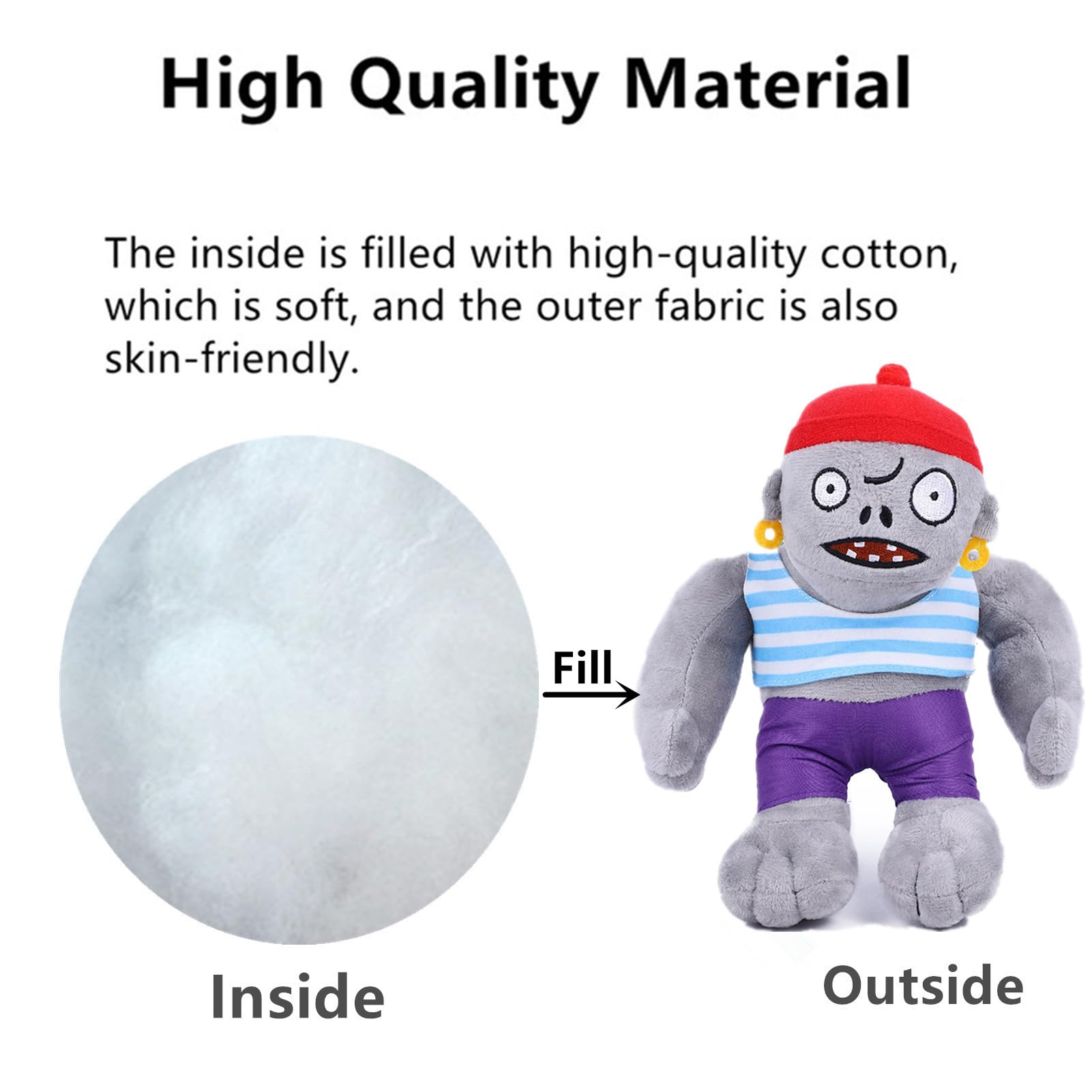 JHESAO 3 PCS Plants vs Zombies Plush Toys Set - Hammer Zombie, Cowboy Zombie & Gargantuar Pirate Zombie Stuffed Figures | PVZ Collectibles for Fans, Game Room Decor & Gift Ideas