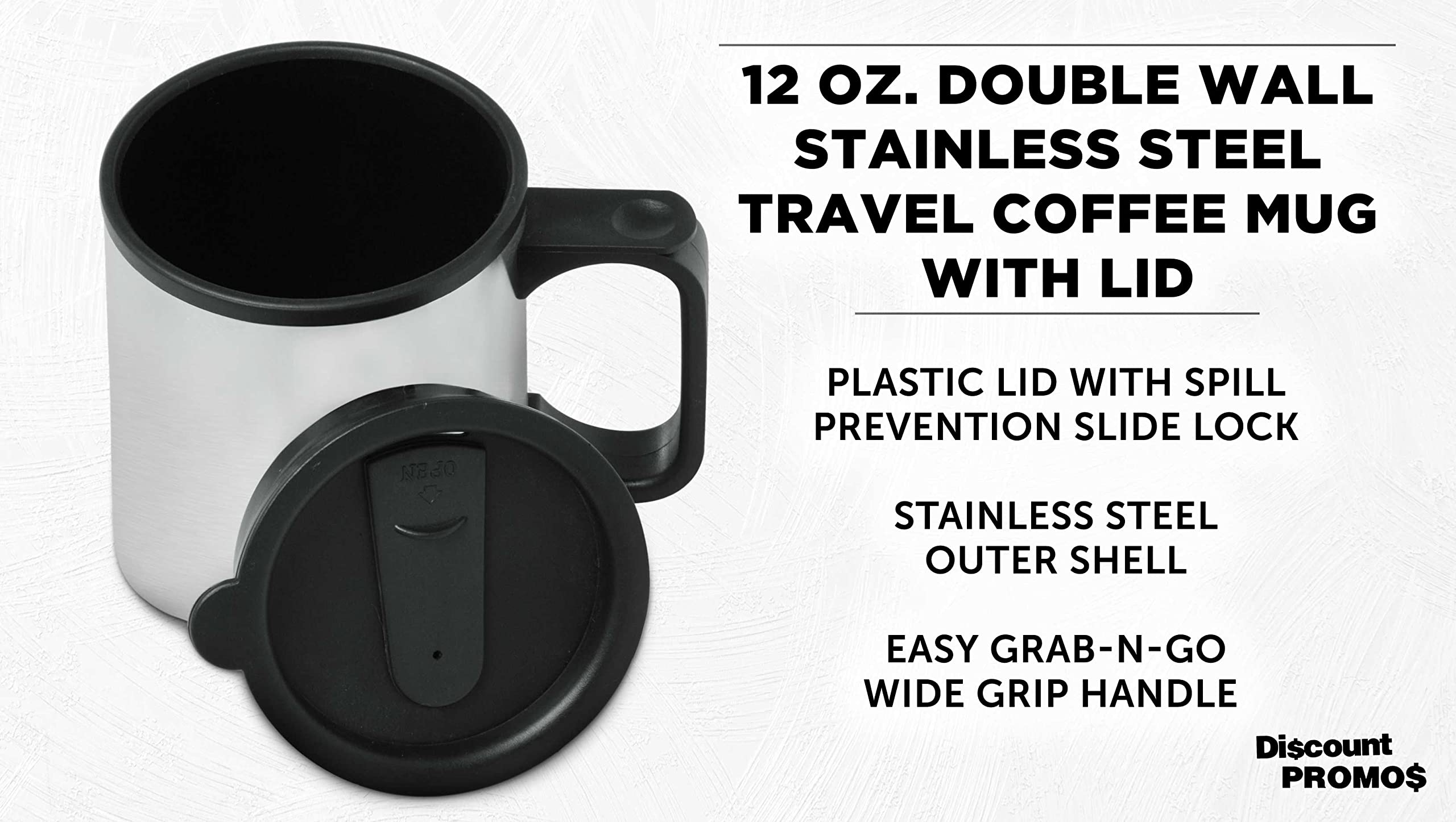 Premium 12 oz Stainless Steel Travel Mugs with Handle - Set of 10 Bulk Pack - Insulated Coffee Cups for Hot & Cold Beverages - Perfect for Office, Camping, Travel and Gifts
