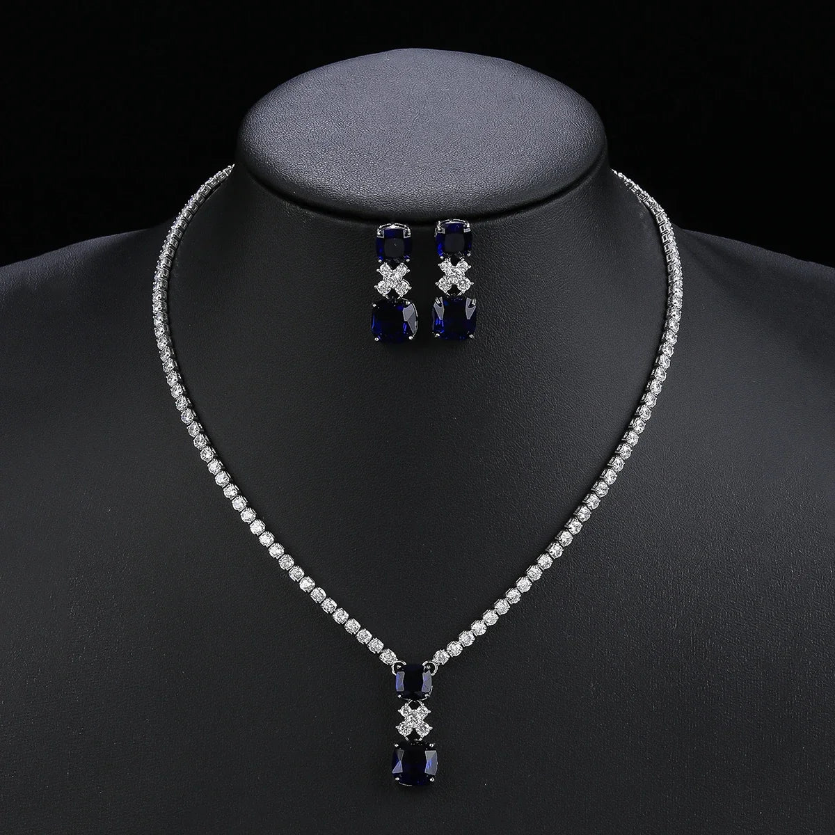 Elegant Cubic Zirconia Pendant Necklace & Earrings Set for Women - CZ Bridal Wedding Jewelry Gift Set - Perfect for Weddings, Anniversaries & Special Occasions