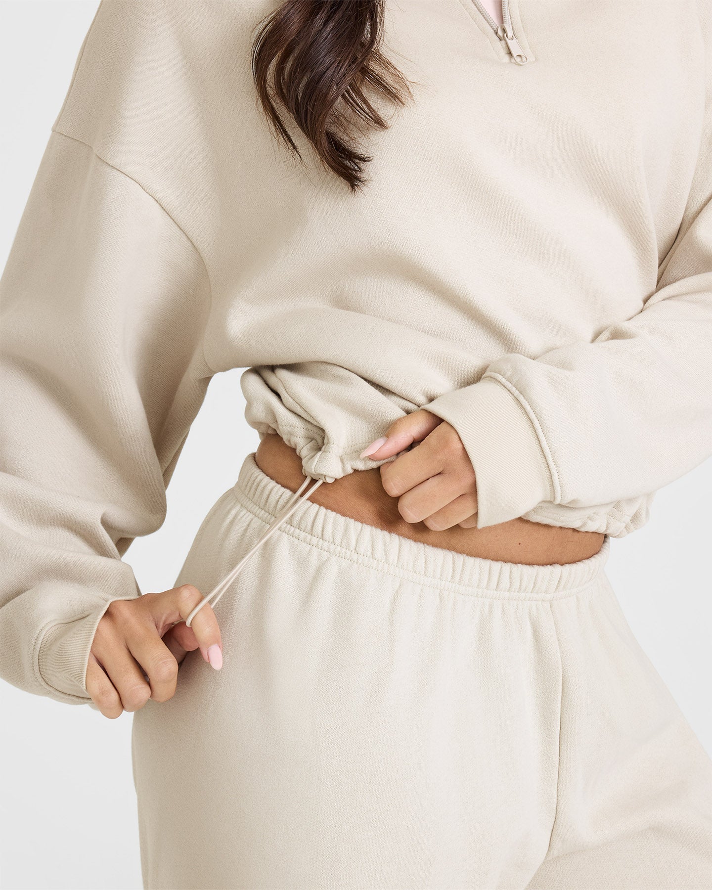 Mid Weight 1/4 Zip Sweatshirt for Men & Women | Comfortable Pullover Fleece Hoodie in Sand Color | Perfect for Hiking, Running & Casual Wear