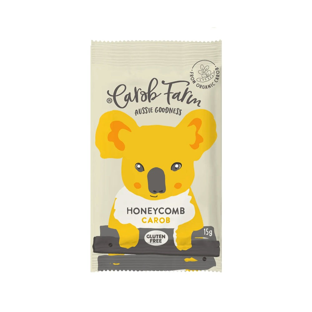 Organic Carob Koala Honeycomb 15g - Healthy Vegan Snack, Natural Sweetener for Tea, Baking & Kids Lunch Box Treats