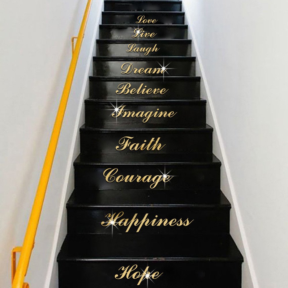Silver Acrylic Wall Stickers for Stairs & Doors - Inspirational Quote Mirror Decor Art for Home & Bedroom - Gold One Size - Perfect for DIY Home Decor & Gift Ideas