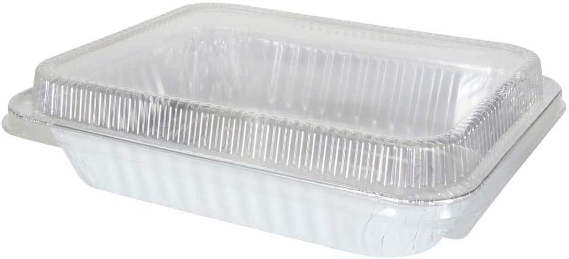 9 x 13 Inch Disposable Aluminum Pans with Dome Lids - 100 Pack Eco-Friendly Food Storage Containers for Baking, Cooking, Meal Prep & Leftovers - Keeps Food Fresh Longer - Durable & Leak-Proof