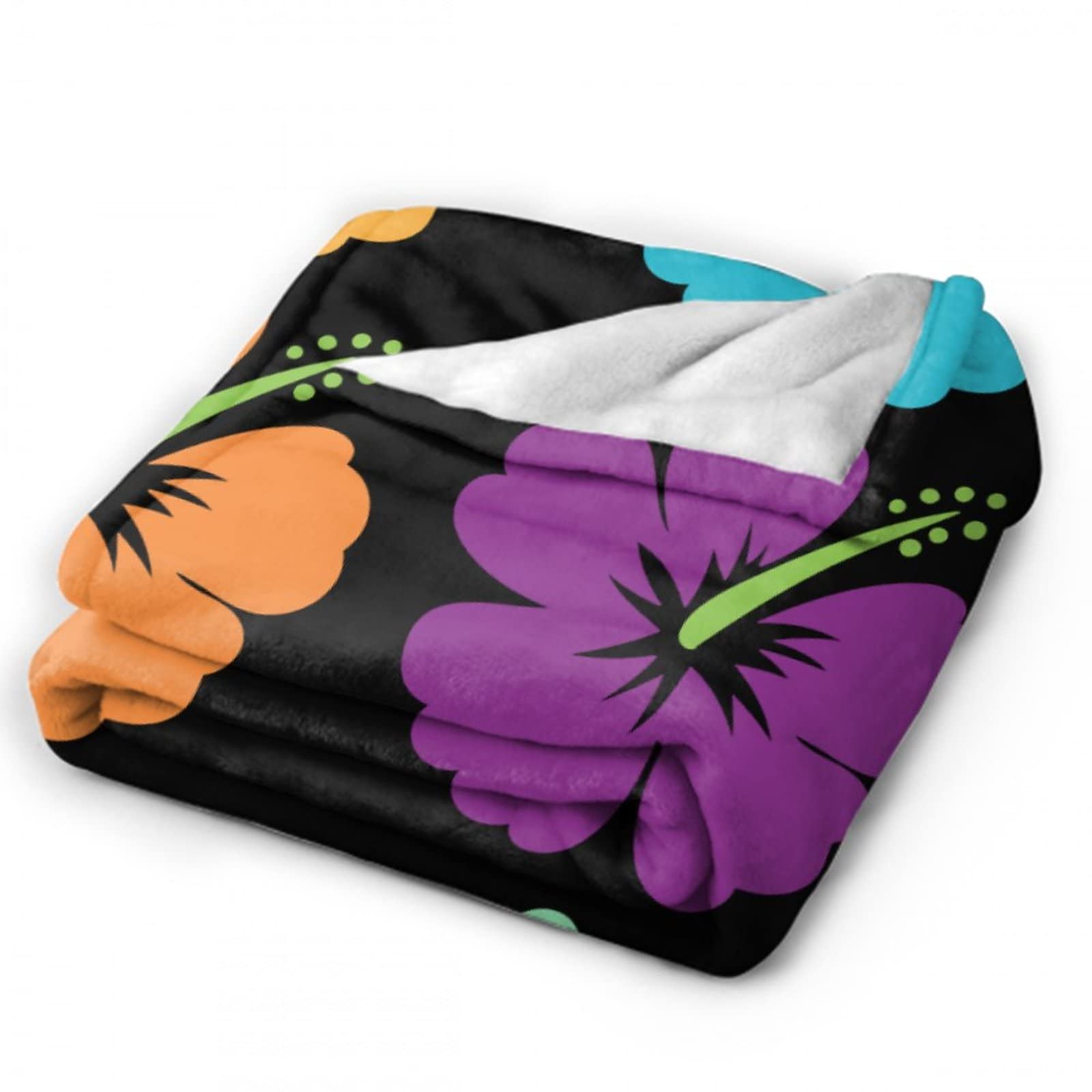Soft & Warm Hawaiian Hibiscus Fleece Throw Blanket - 80x60 Inch Lightweight Cozy Blanket for Couch, Sofa & Bed - Perfect for Home Decor, Gift Giving & Winter Snuggling