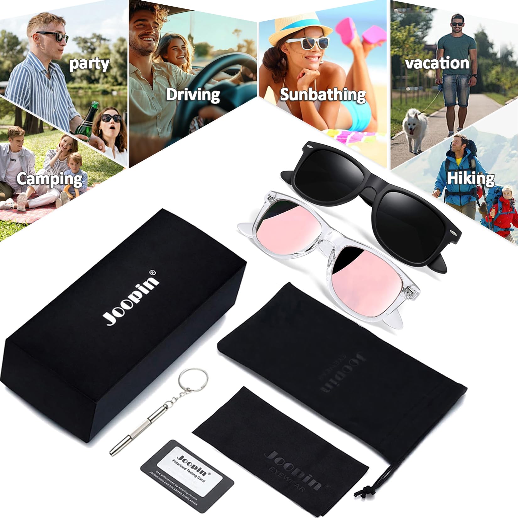Joopin Square Polarized Sunglasses for Men & Women - UV Protection, Trendy Designer Shades for Outdoor, Driving & Fashion
