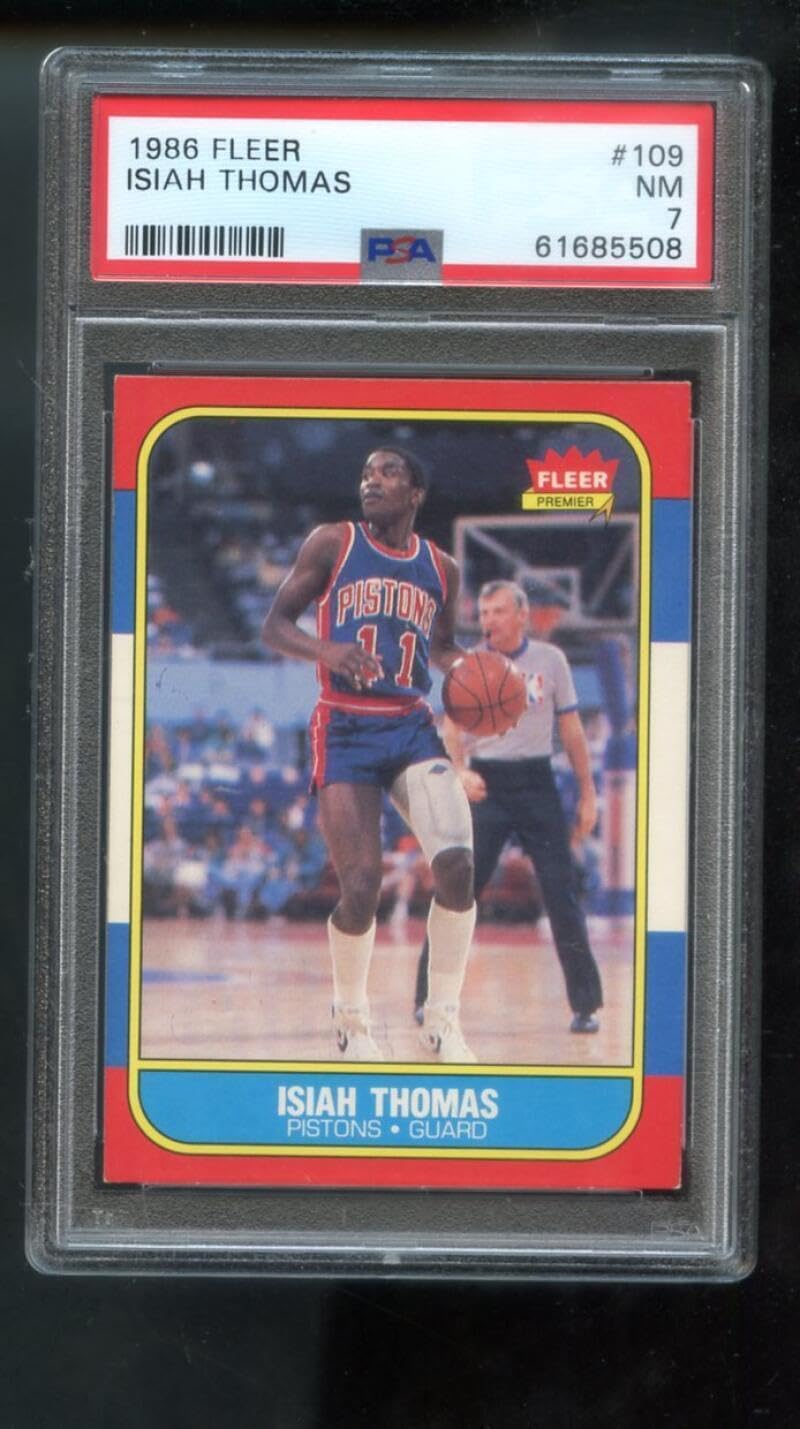 1986-87 Fleer #109 Isiah Thomas Detroit Pistons ROOKIE RC PSA 7 Graded Basketball Card - Vintage NBA Collectible for Fans & Investors - Perfect for Display, Trading, and Sports Memorabilia Collections