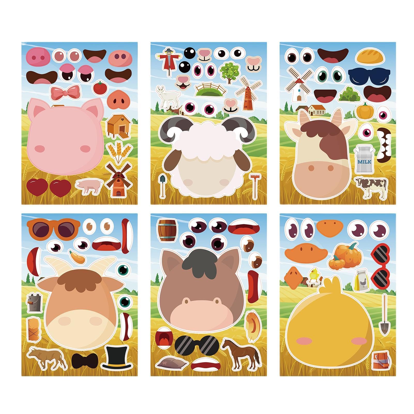 Fun Animal Face Stickers for Kids - Creative Puzzle Stickers for Learning & Play - Perfect for Birthday Parties, Classroom Activities & DIY Crafts