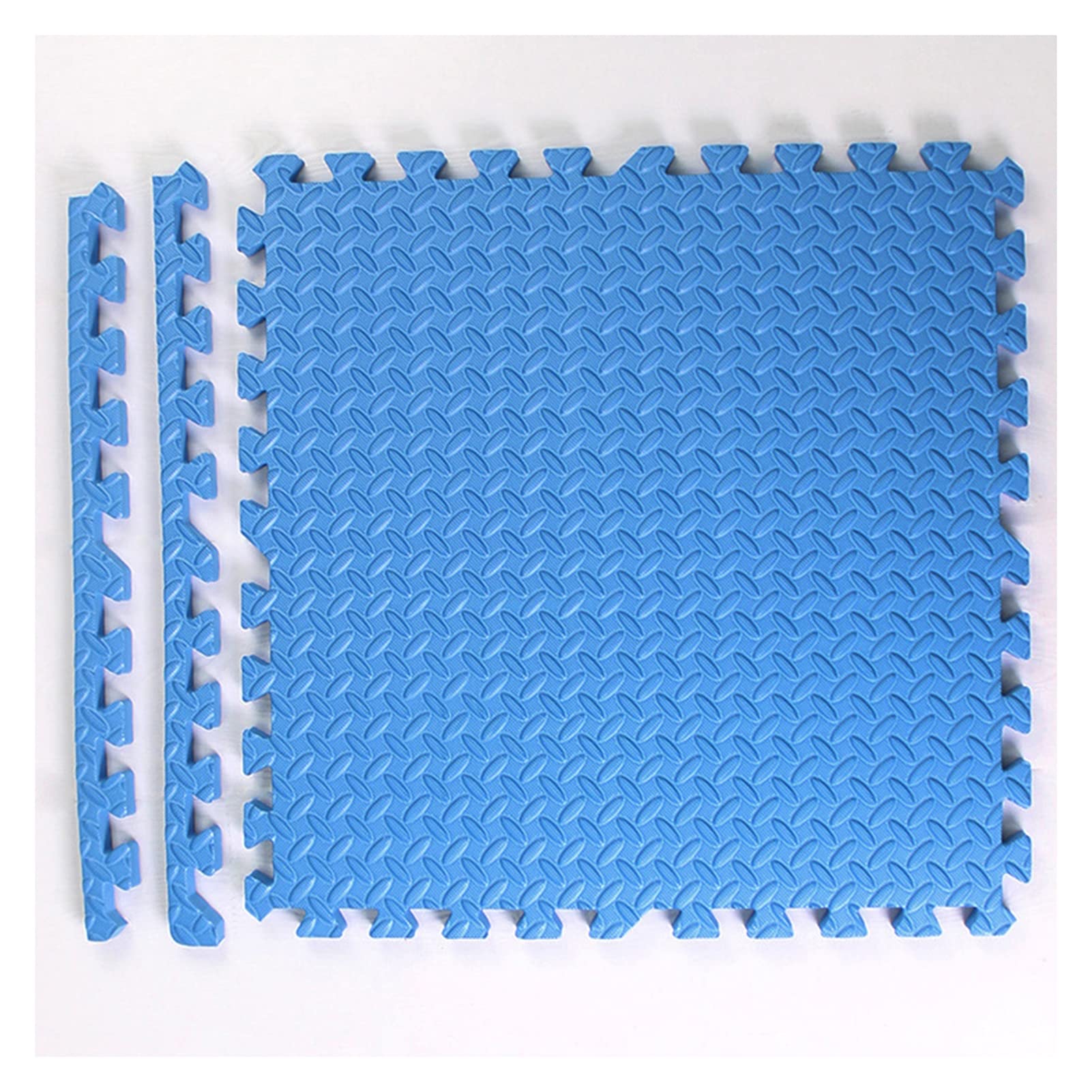 12-Piece Interlocking EVA Foam Floor Tiles - ½ Inch Thick Puzzle Play Mat with Borders (24x24 Inch, Blue) - Non-Slip Exercise Mats for Gym, Playroom, Nursery & Home Workout Areas