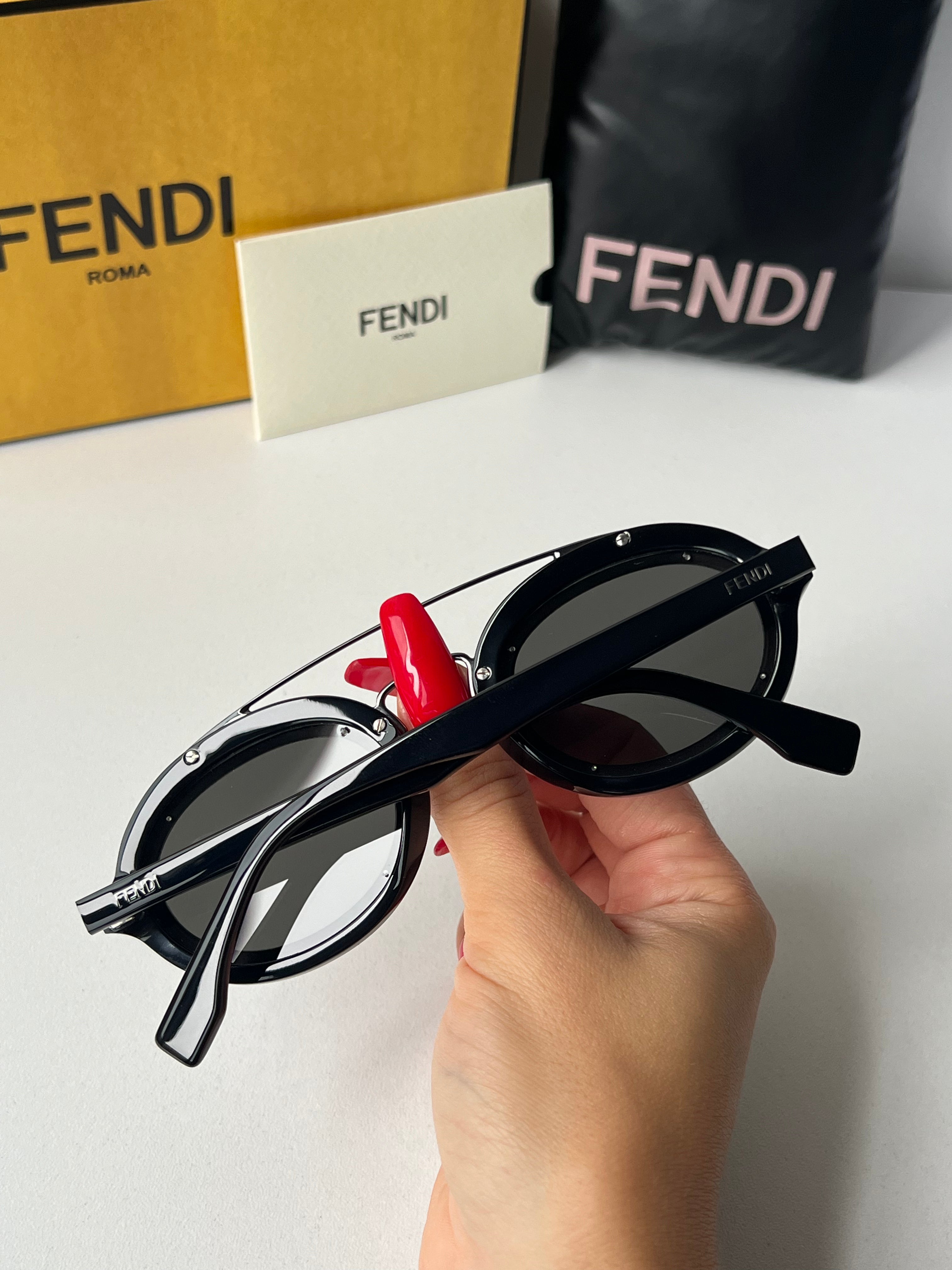 Fendi FF Around FE40094I Black Round Sunglasses for Women - Stylish UV Protection Shades for Outdoor, Beach & Driving