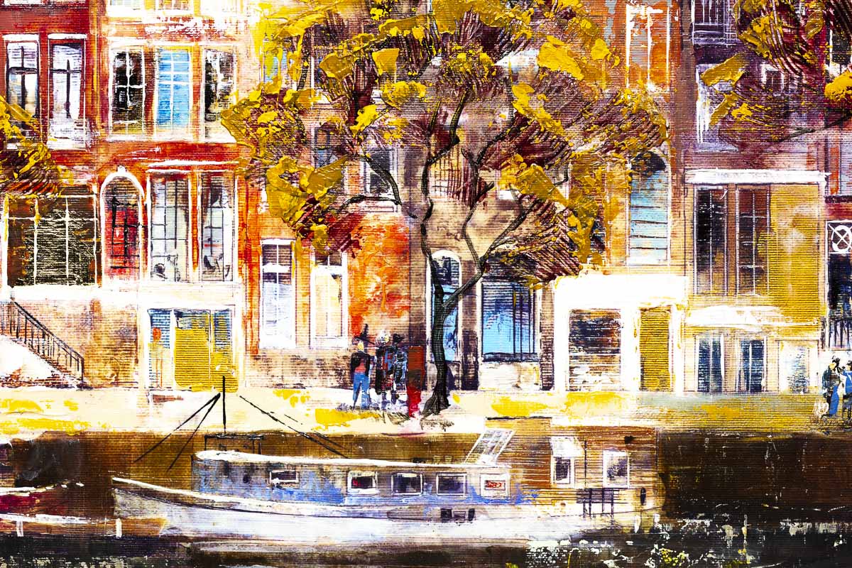 Amsterdam Reflections Original Canvas Art Print - Stunning Cityscape Wall Decor for Living Room, Bedroom & Office