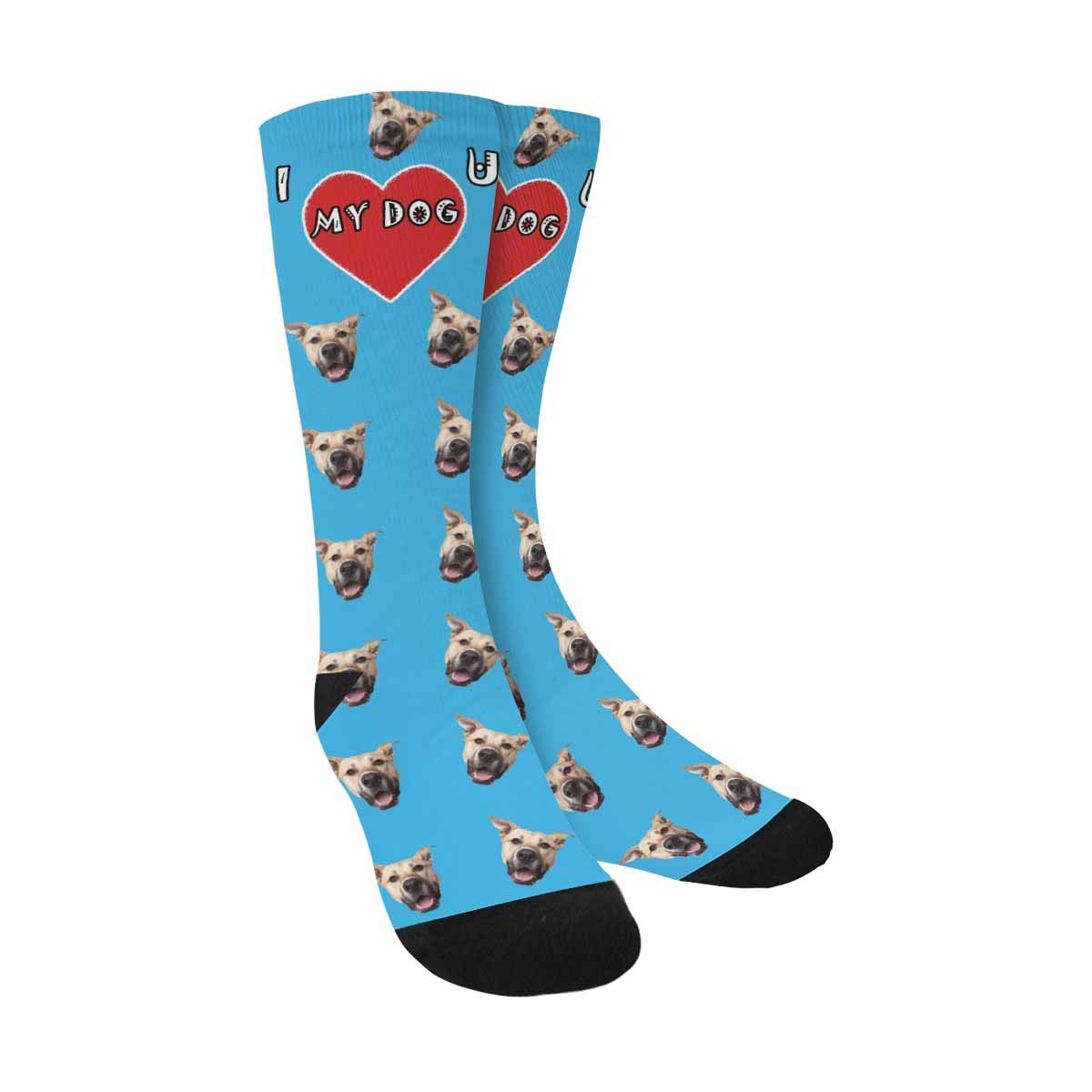 Custom Photo Socks - Personalized with Your Image | Blue Dog Paw Design | Unisex Gift for Birthdays, Anniversaries & Special Occasions