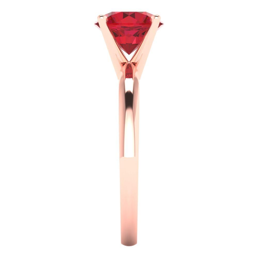 1.50 ct Round Cut Solitaire VVS1 Red Ruby Engagement Ring for Women - 14k Rose Gold Wedding, Bridal & Anniversary Jewelry Gift | Perfect for Proposals, Valentine's Day & Special Occasions