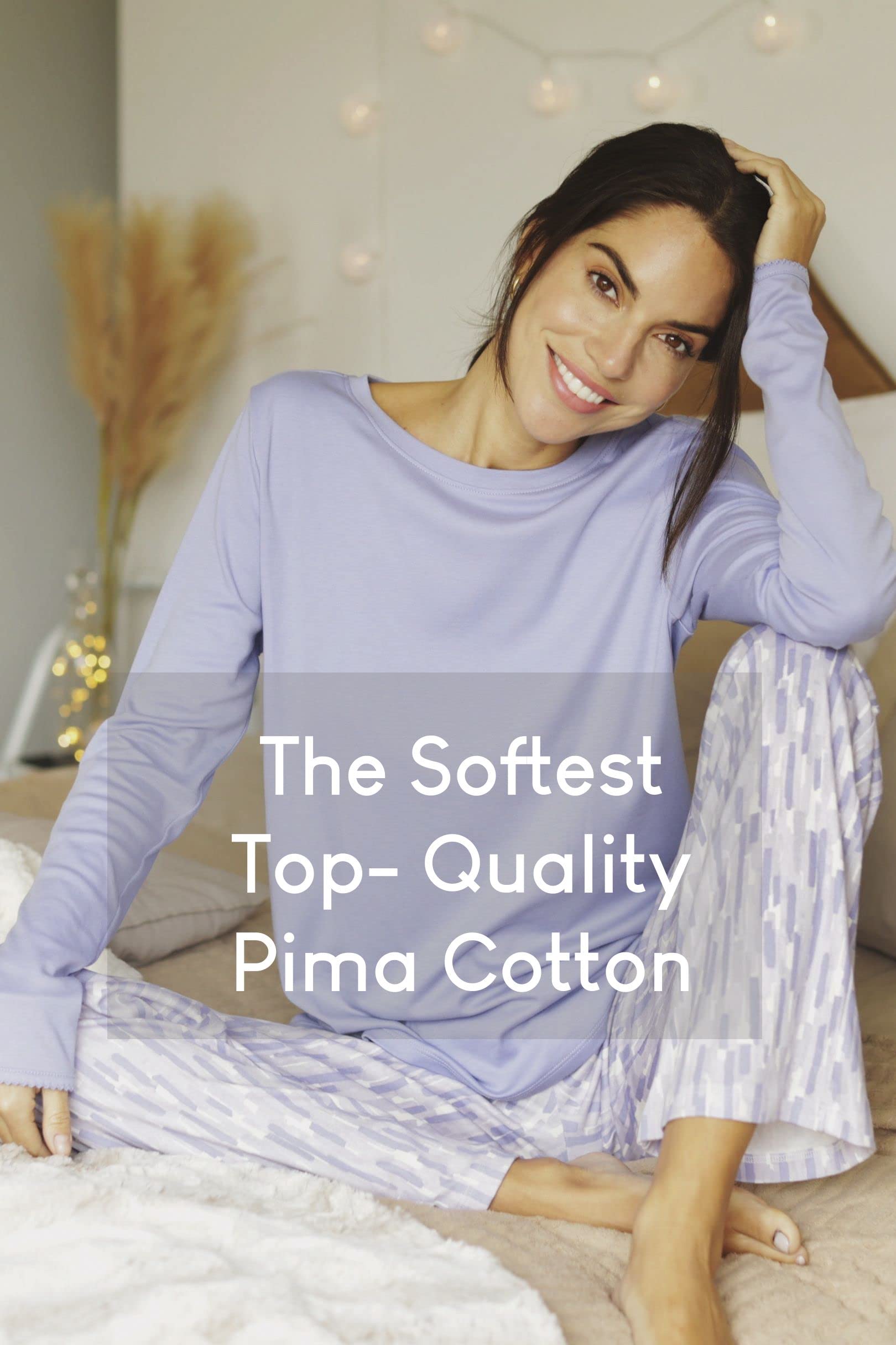 Premium Pima Cotton Women's Pajama Set - Ultra Soft Sleepwear for Women - Comfortable Lounge Pajamas for Nightwear & Relaxation at Home