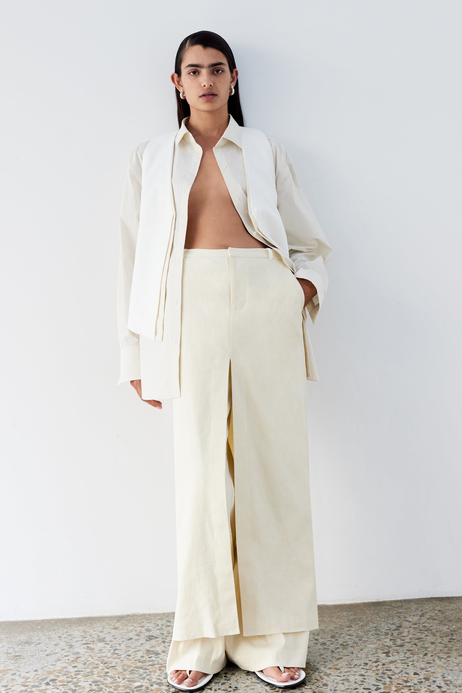 Dune Midi Skirt in Cream - Women's High Waisted A-Line Skirt for Casual Wear, Office & Date Night