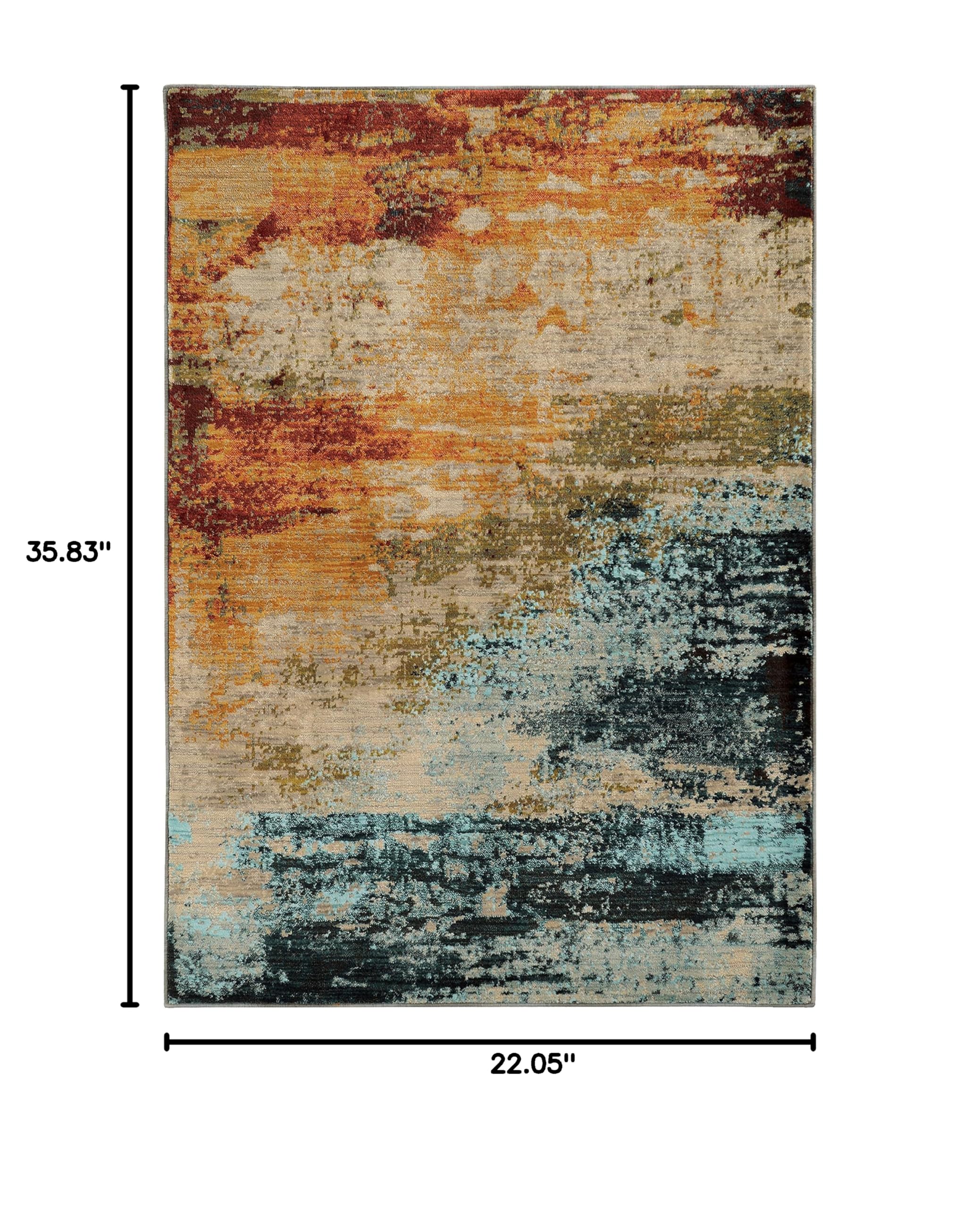 Oriental Weavers Sedona Collection Area Rug 1'10 x 3' - Soft Bohemian Style Rug for Living Room, Bedroom & Home Decor