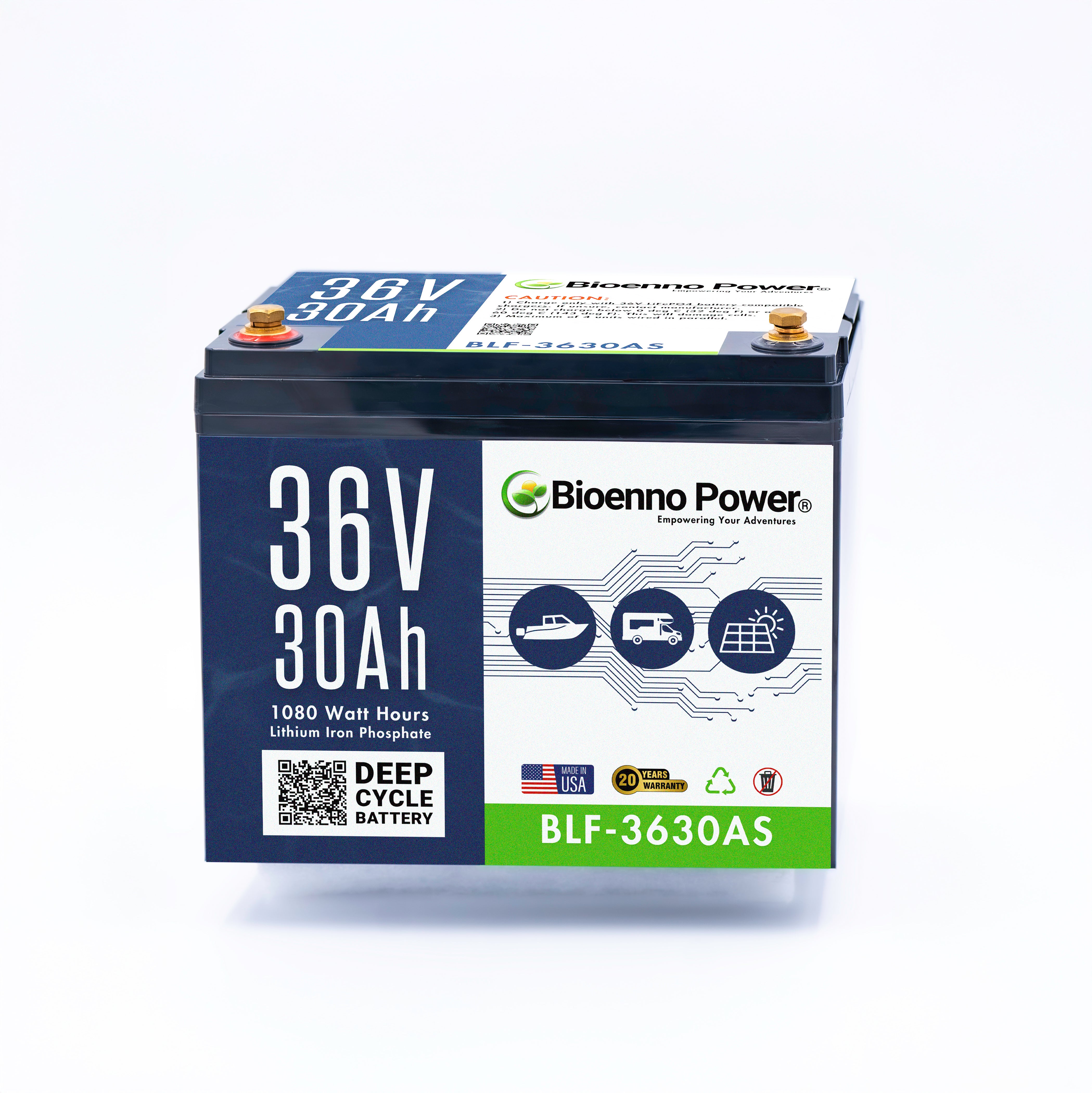 36V 30Ah LiFePO4 Battery - ABS Case, BLF 3630AS Model - Perfect for Solar Energy Storage, Electric Scooters & Power Tools